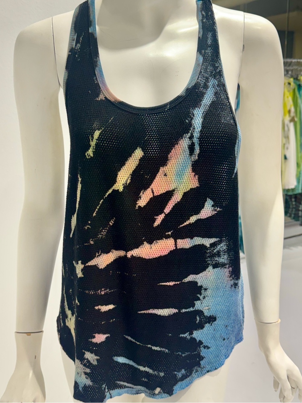 Hard Tail Black, pink, and blue tie dye racer back tank size small